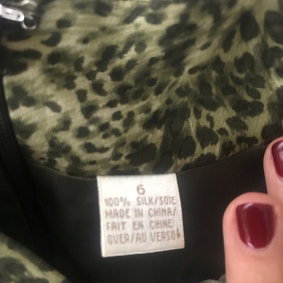 Olive Leopard Print Dana Buchman Dress - Picture 6 of 6